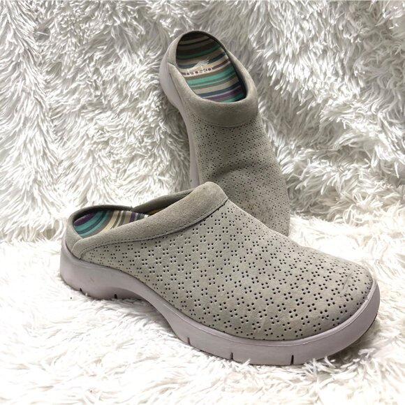 Dansko Womens 37 Perforated Slip-On Clogs Gray Suede Upper Slip-Resistant Sole - Picture 1 of 6